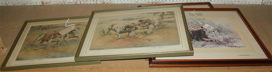 Henry Wilkinson, 2 signed limited edition canine etchings & 2 signed David Shepherd prints